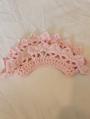 Pink Crochet Tiara Headband for Kids - Soft Knit Hair Accessory